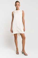 Lauren Satin Mini Dress in Cream