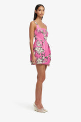 Piper Mini Dress - Pink Magnolia Print