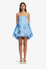 Patsy Appliqué Puff Mini Dress - Pastel Blue