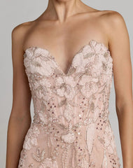 Pink Embellished Lace Strapless Sweetheart Gown