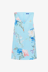 Kaelyn V Neck Mini Dress - Garden Print in Baby Blue