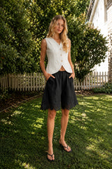 Mazie Lace Trim Shorts in Black