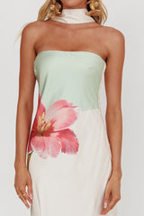 Damsel Reverse Halter Maxi Dress Flower Green