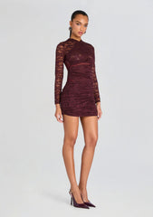 Moxey Ruched Mesh Mini Dress