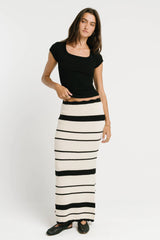 Freya Ribbed Top in Black