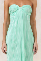 Island Solitude Plisse Strapless Maxi Dress Aqua