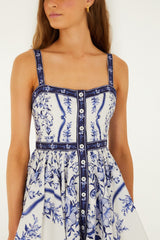 Off-White Porcelain Garden Buttoned Mini Dress