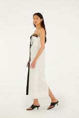 Black And White Embroidered Toucan Sleeveless Maxi Dress