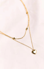 Gold Heart Double Chain Necklace (FREE over $110)