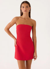 Alyse Strapless Mini Dress - Red