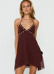 Maddalena Halter Mini Dress Chocolate