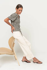 Callie Gingham Blouse in Black