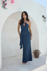 Yours With Love Halter Maxi Dress Navy