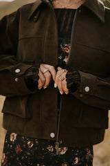 Lovelyn Collared Suede Jacket