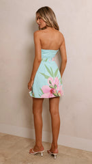 Eloisa Mini Dress - Blue/Pink Floral