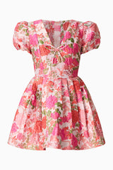 Floralie Short Sleeve Mini Dress in Pink Floral