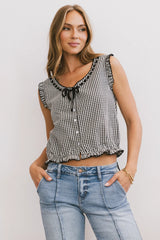 Calvin Gingham Tank in Black