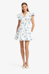 Isla Mini Dress - Ditsy Floral Print in Snow