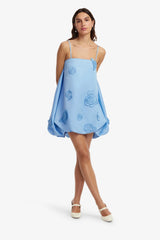 Patsy Appliqué Puff Mini Dress - Pastel Blue