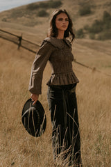 Kristy Smocked Blouse in Brown