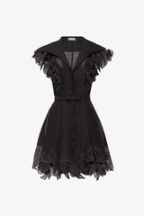 Isla Appliqué Mini Dress - Ebony