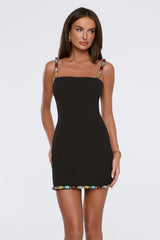 Opal Wave Beaded Mini Dress Black