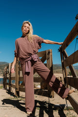 Shelby Striped Pants in Brown
