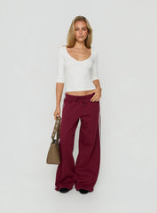 Baseline Rib V Neck 3/4 Sleeve Top White