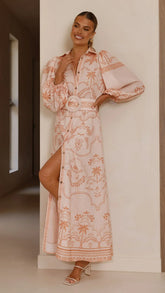 Xander Long Sleeve Maxi Dress - Natural