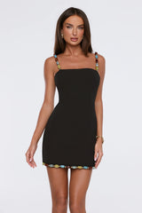 Opal Wave Beaded Mini Dress Black