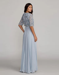 Powder Blue High Neck Embellished Chiffon Gown