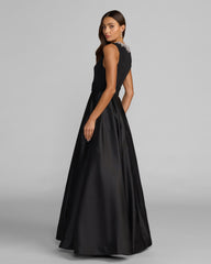Petite Black Embellished High Neck Sleeveless A Line Gown