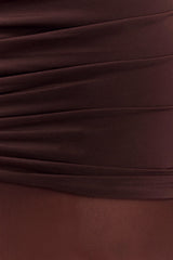 Delaney Slinky And Mesh Maxi Dress - Chocolate