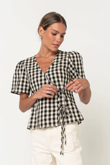 Callie Gingham Blouse in Black