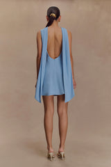 Wynter Scarf Draped Mini Dress - Sky Blue