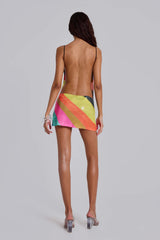 Toryn Backless Stripe Sequin Mini Dress