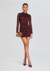 Moxey Ruched Mesh Mini Dress
