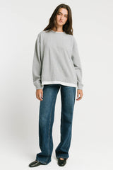 Ava Double Layer Crewneck in Heather Grey