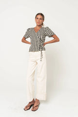 Callie Gingham Blouse in Black