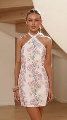 Stelia Mini Dress - Cream/Pink Floral