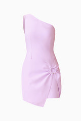 CURAAE Rafaella One Shoulder Mini Dress in Purple
