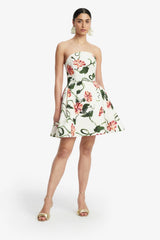 Reese Bustier Mini Dress - Vine Print in Snow
