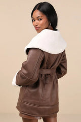 Paris Brown and White Oversized Shearling Jacket