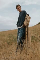 Ava Double Layer Crewneck in Navy