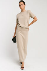 Maycie Knit Maxi Skirt in Oatmeal
