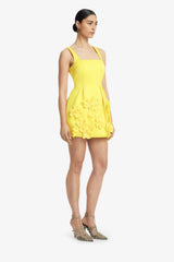 Piper Floral Appliqué Bell Shape Mini Dress - Sunshine