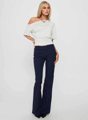 Kinkirk Flared Pants Navy Pinstripe