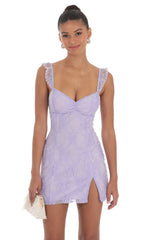 Sweetheart Lace Mini Dress in Lavender