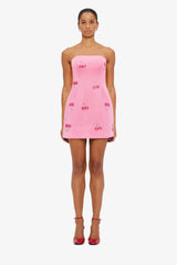 Roselle Embellished Bustier Mini Dress - Pink Cherry Beading