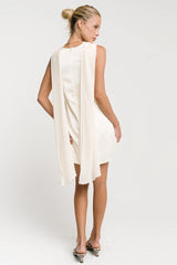 Lauren Satin Mini Dress in Cream